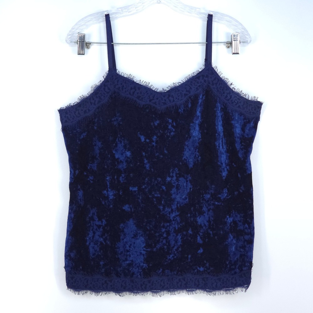 Vintage Y2K Lace Cami Top Women's Large Crushed Velvet Fairy Grunge Whimsigoth